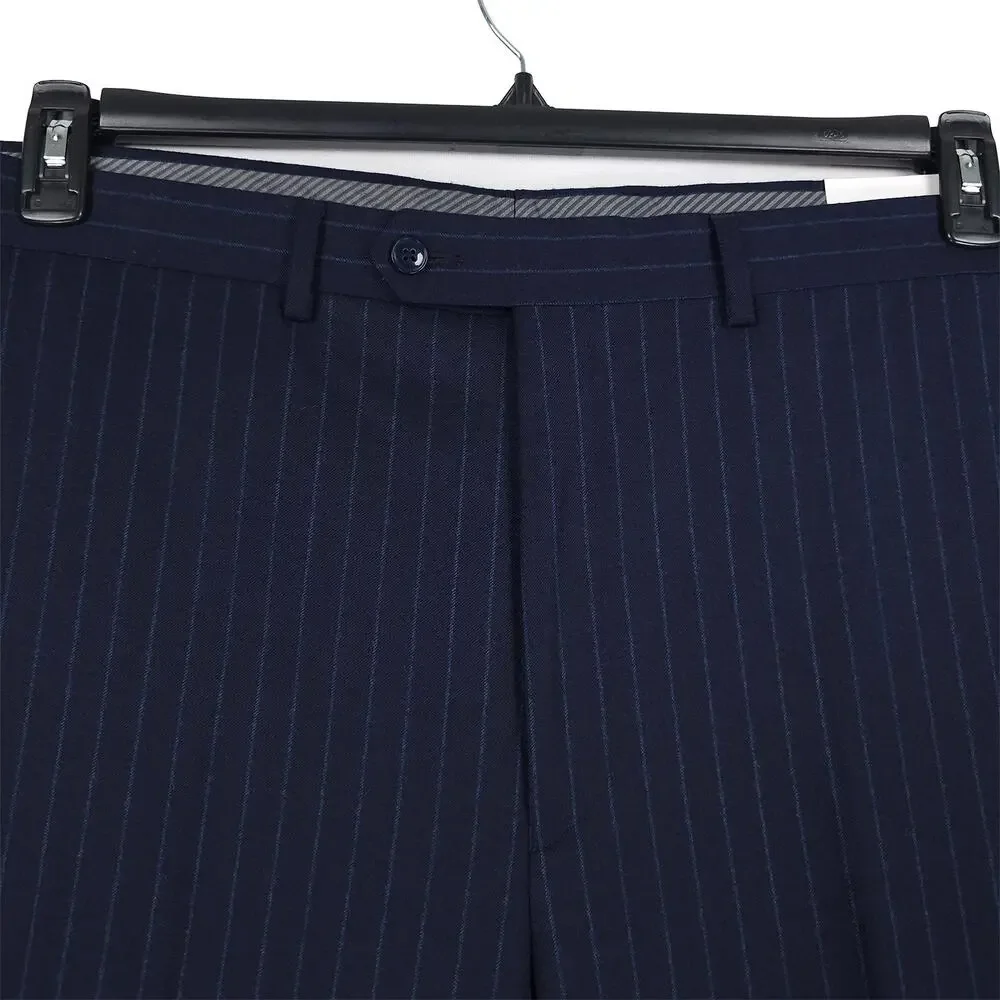 Michael Kors Mens Classic Fit Suit Pants 40x34 Navy Blue Pinstripe Wool Stretch